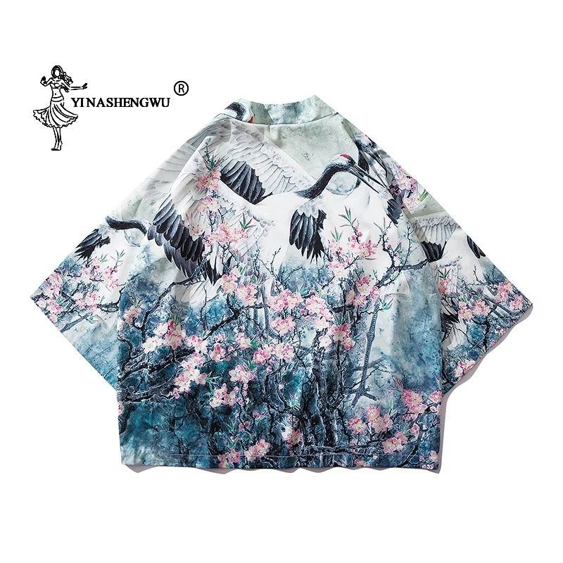 Одежда Yukata Для женщин традиционное японское кимоно, кардиган Япония Азиатский Femme блузки хлопковое кимоно Harakuju Винтаж рубашки топы с принтом
