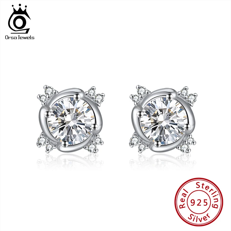 

ORSA JEWELS S925 Sterling Silver Round Stud Earrings Trendy Design Summer Fresh All-match Tiny Earrings Wholesale Dropship SE303