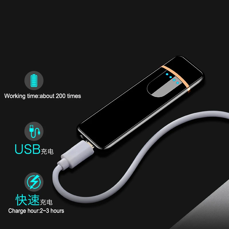 20 шт./лот, ветрозащитная usb-зажигалка, ультратонкая сенсорная индукция для мужчин, гаджеты для мужчин, подарки, аксессуары для сигарет