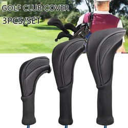 3 Pcs Long Neck Golf Club Head Covers Fairway Wood Pole Protect Headcover with Number Tag 2/3/4/5/7/X Mark Obvious Easy Identify