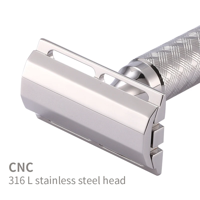 CNC 316 L Stainless Steel Material Men Safety Double Edge Razor Shaving With Non-slip Handle Hand Polished Razors 5