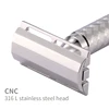 CNC 316 L Stainless Steel Material Men Safety Double Edge Razor Shaving With Non-slip Handle Hand Polished Razors 5