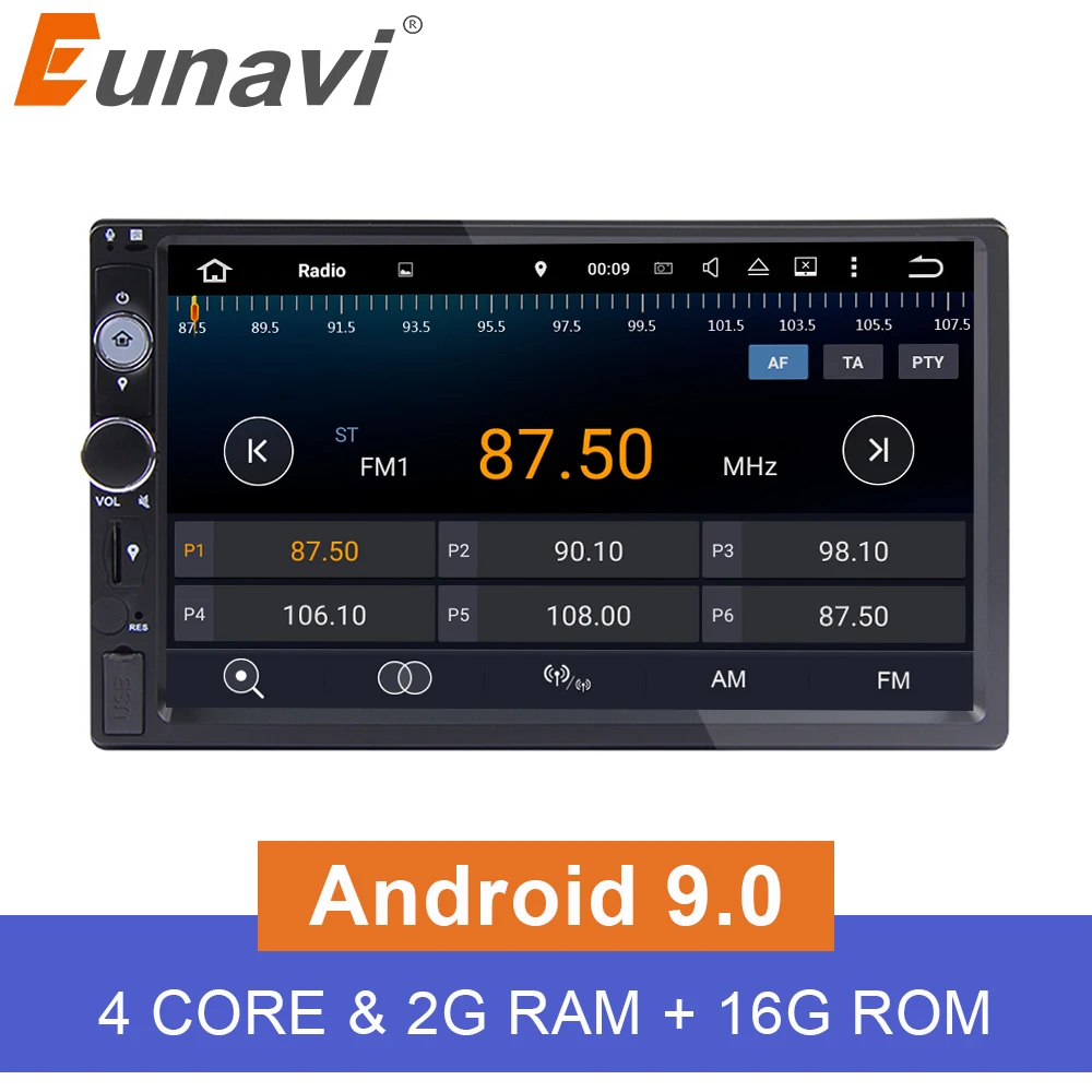 Автомагнитола Eunavi 7 дюймов Android 9 0 2DIN 1024*600 | Автомобили и мотоциклы