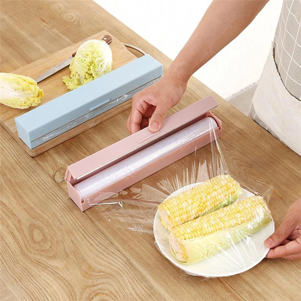 

Plastic Cling Film Wrap Dispenser Cutter Kitchen Food Wrap Cutter Preservative Film Cutter Storage Holder Kitchen Accessories