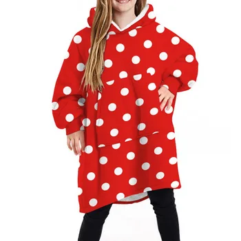 

Children Print Blanket Sweatshirt Hooded Blanket with Pocket Oversized Wearable Blanket for Kids Pullover Women Sweatshirt