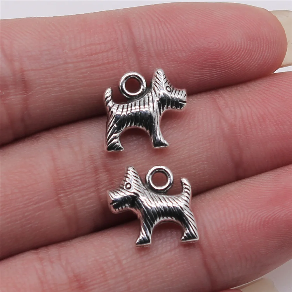 

10pcs 13x15mm Antique Silver Color Puppy Charms For Jewelry Making B15068