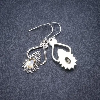 

Natural Citrine Handmade Unique 925 Sterling Silver Earrings 1.5" Y2526