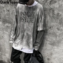 Мужская футболка в стиле хип-хоп с асимметричным подолом, с длинным рукавом, в стиле пэчворк, хипстерские футболки, мужские футболки, мужская уличная одежда