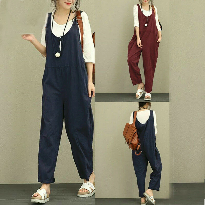 Womens Baggy Dungarees Playsuit 