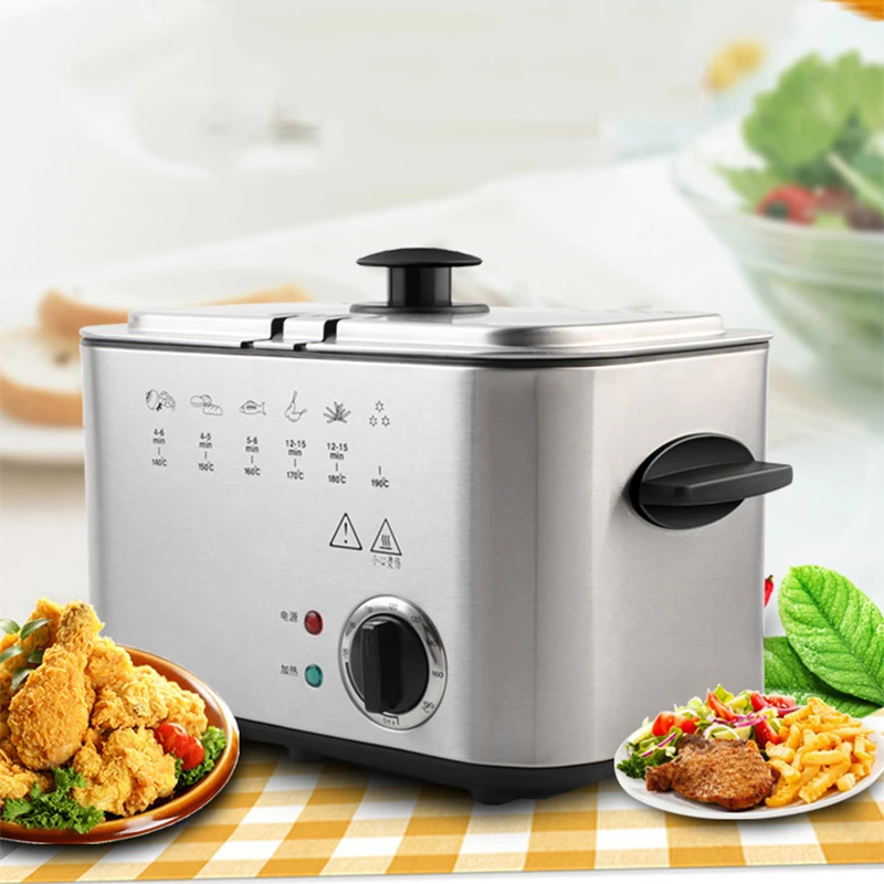 1.2L Electric Fryer Household Constant Temperature Mini Multi-Function Rectangular Chicken Wings Small Electric 3