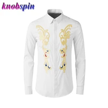 Элегантная рубашка с вышивкой и длинным рукавом для мужчин, одноцветная Повседневная приталенная деловая Мужская одежда, рубашки размера плюс M-4XL, Camisa masculina