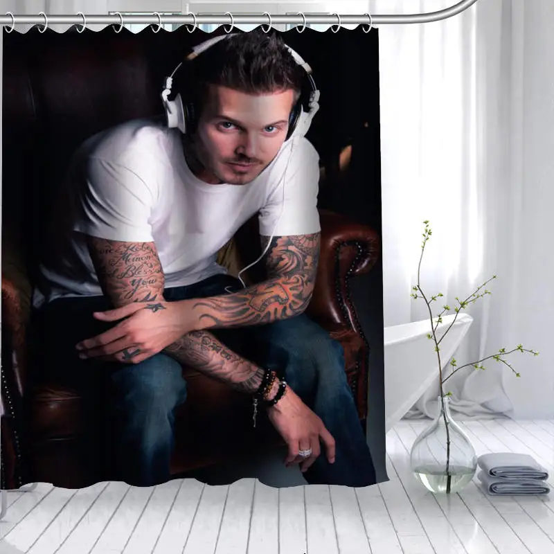 Новое прибытие M Pokora занавеска из полиэстеровой ткани высокой четкости Печать Водонепроницаемая занавеска для ванной 12 крюк занавес для ванной - Цвет: 16