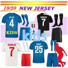 Детский комплект, коллекция 19/20 года, Футбольная Футболка juve, BUFFON Dybala DE LIGT Ramsey Ronaldo, Детская футбольная рубашка juve, Детский комплект, трикотажные изделия