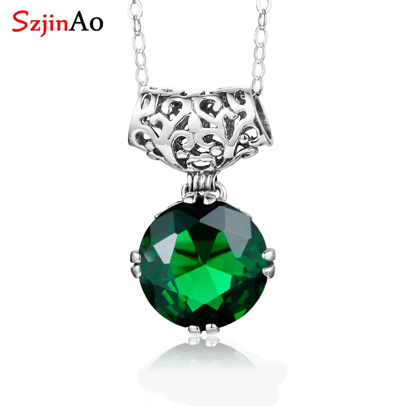 

SzjinAo Handmade Round Peridot Pendants for Women Solid 925 Sterling Silver Unique August Birthstone Pendant Anniversary Gift