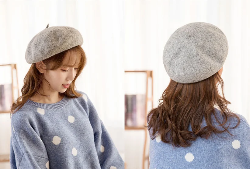 Autumn Winter Women Fashion Cashmere Adjustable Berets New Wool Hat Female Warm Solid Color Cap