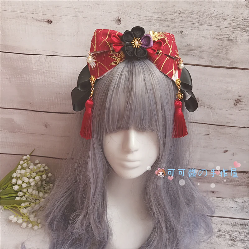 Новинка шпилька для волос ручной работы косплей аксессуары цветок канзаши серьги с бахромой заколки для волос tsuami Zaiku кимоно Hanfu Невеста Гейша заколка для волос - Цвет: KC