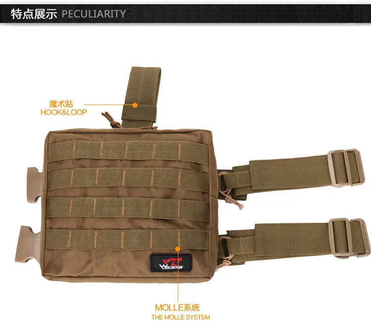 Bolsa de pierna táctica MOLLE para deportes al aire libre, herramientas de malla impermeables, bolsa, fundas de caza, paquete