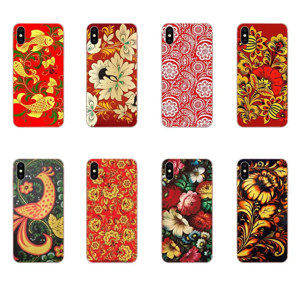 

Personalized Pattern Khokhloma Black Flower For Samsung Galaxy Note 5 8 9 S3 S4 S5 S6 S7 S8 S9 S10 5G mini Edge Plus Lite