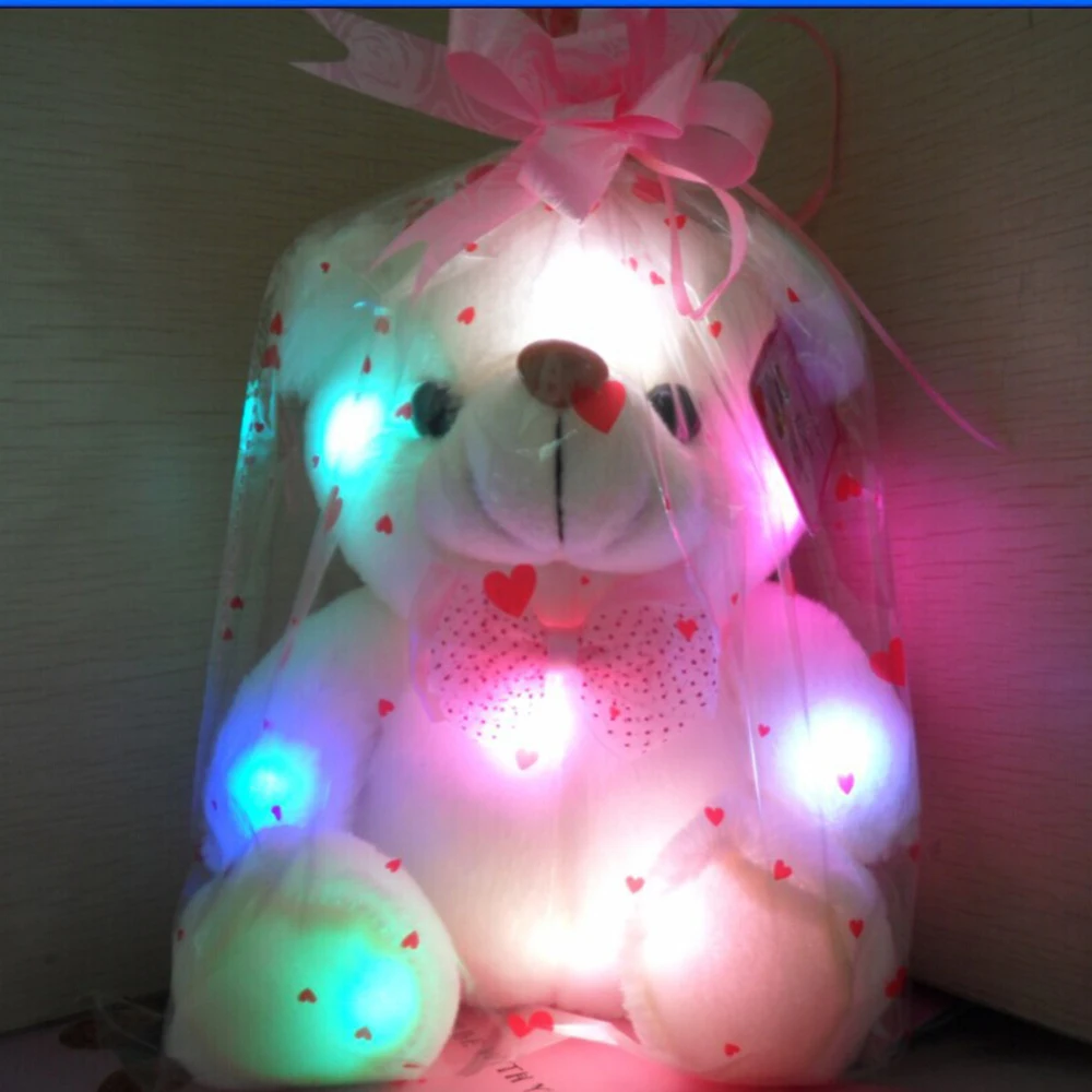 Красочный Светодиодный светящийся маленький медведь, кукла, ночник, светильник, животные, плюшевые PP хлопковые игрушки для детей, подарок