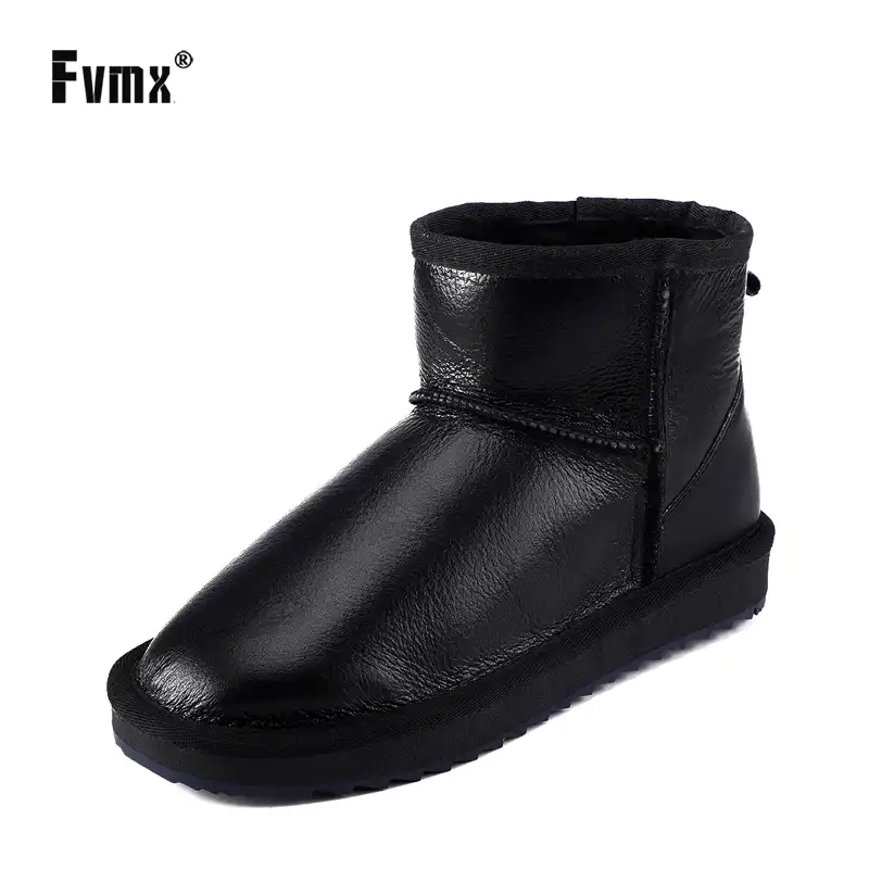 black leather fur lined ankle boots