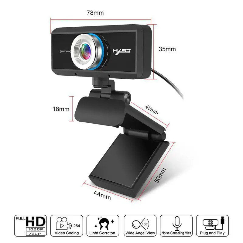 

HD Webcam 1080p Camera 360 Degree Rotatable With Mic For Computer PC Laptop Tab Conference Webcast