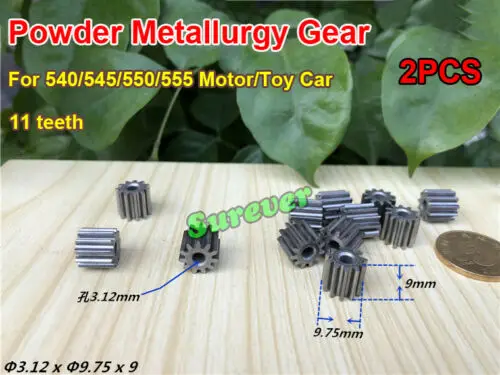 Metal Gear 3.12mm Aperture 11 Teeth 540/545/550/555 Motor/Toy Car 2PCS