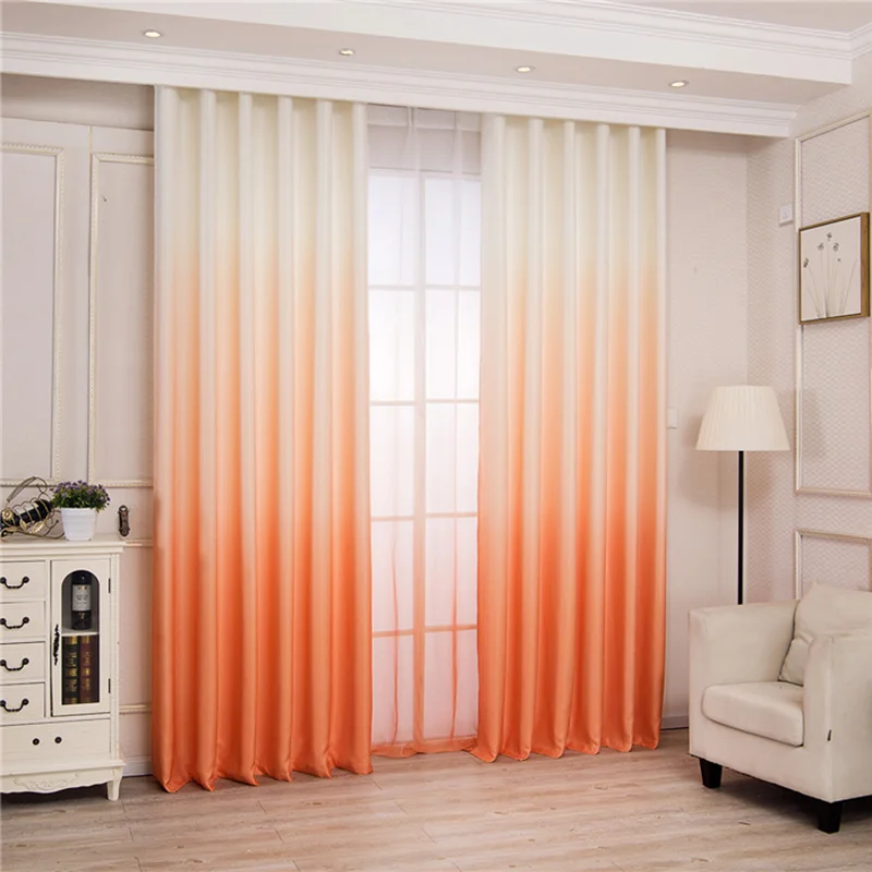 orange curtain Современные 3d печатные градиентные затемненные глухие шторы для спальни для гостиной плотные шторы для кухни - Цвет: orange curtain