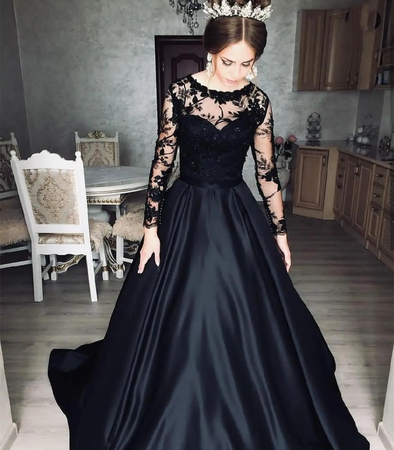 Black gown Mystic  Leah S Designs wedding dresses Melbourne