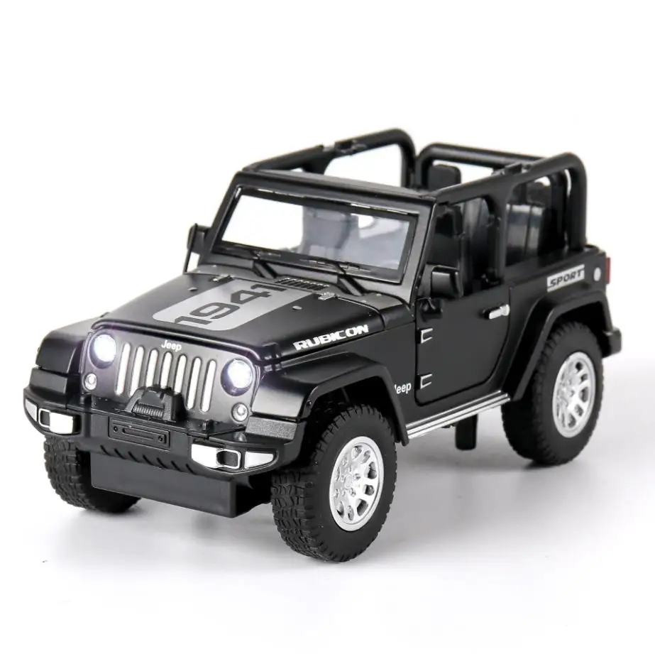 1:32 Scale Orv Diecast Pull Back Car Jeeps Wrangler Rubicon 1941 Metal Model With Light And Sound Alloy Toys Collection For Gift hot 1 24 scale vehicle benz maybaches s680 v12 metal model diecast car with light sound pull back toy collection for boy gift