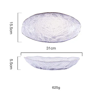 KINGLANG, японский стиль, Пномпень, стеклянная тарелка, обеденная тарелка, неправильная Фруктовая тарелка, стеклянная тарелка, кухонные принадлежности - Цвет: Transparent Oval