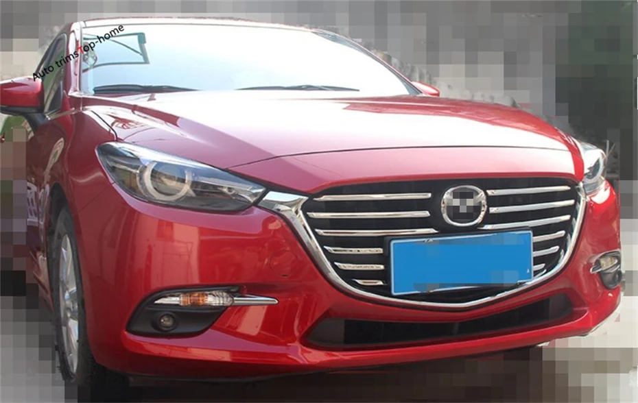Yimaautoпланки внешний комплект подходит для Mazda 3 ABS Хром Передняя Центральная решетка радиатора гриль пластина полосы крышка отделка 12 шт./компл