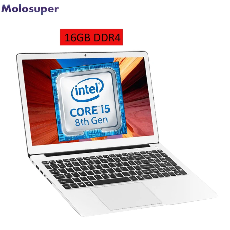 MOLOSUPER 15,6 дюймовый процессор Intel I5 8250U 8-го поколения 16 Гб DDR4 ram 1 ТБ SSD Windows 10 металлический игровой ноутбук
