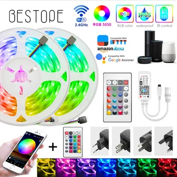 

WIFI LED Strip Light DC 12V SMD 5050 Flexible Diode Ribbon Tape RGB light Waterproo WIFI Remote Full Set Non Waterproof Lighting