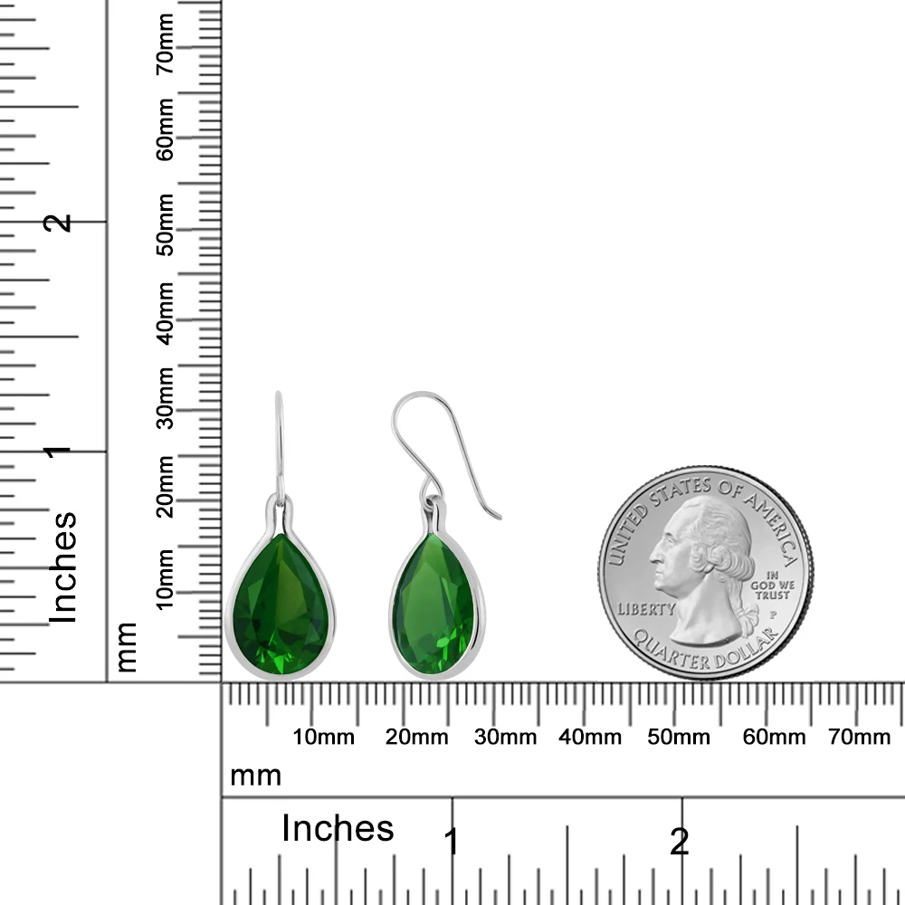 GemStoneKing 16 50 карат Груша Форма зеленый имитация изумруда 925 пробы серебряные
