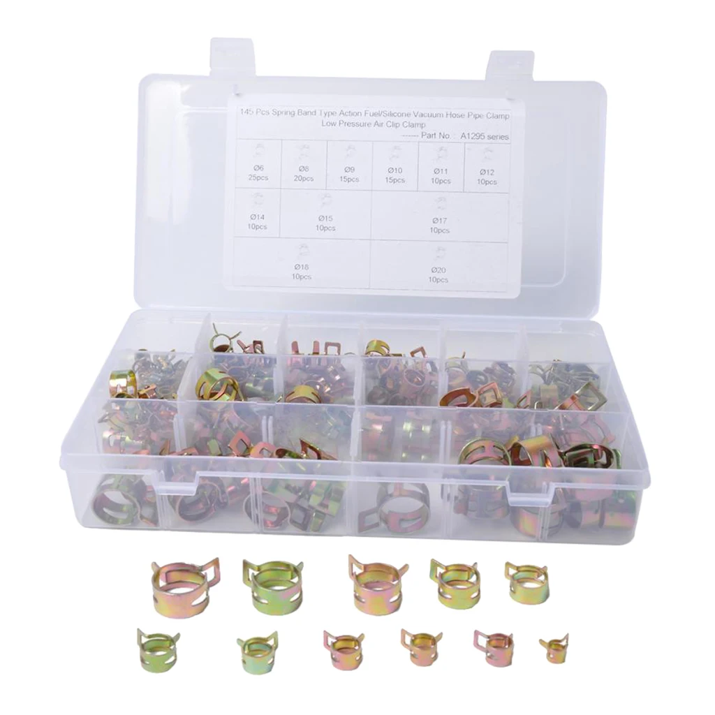 620mm Spring Clips Fuel Oil Hose Line Band Clamps Low Pressure 145pcs