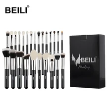 Beili Zwart Geitenhaar Professionele Make-Up Kwasten Set Foundation Concealer Oogschaduw Blending Cosmetische Borstel Pinceaux Maquillage(China)