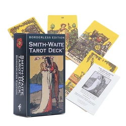 12x7cm tarot borderless com papel guia livro tamanho original smith 80 cartões esperar baralho adivinhação inglês verson oracle jogo de tabuleiro