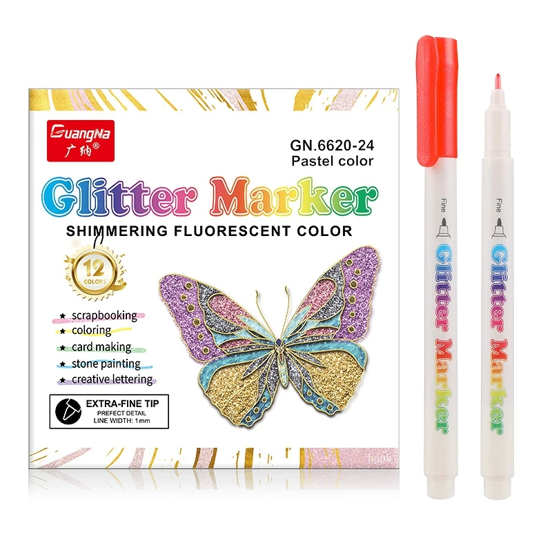 Grabie Glitter Gelpennen, 18 Sparkle Kleuren Klikpennen, Luxe Glitter Pennenset voor Tekenen & Journaling, Creatieve Art Pennen met Soepel Schrijvende Inkt
