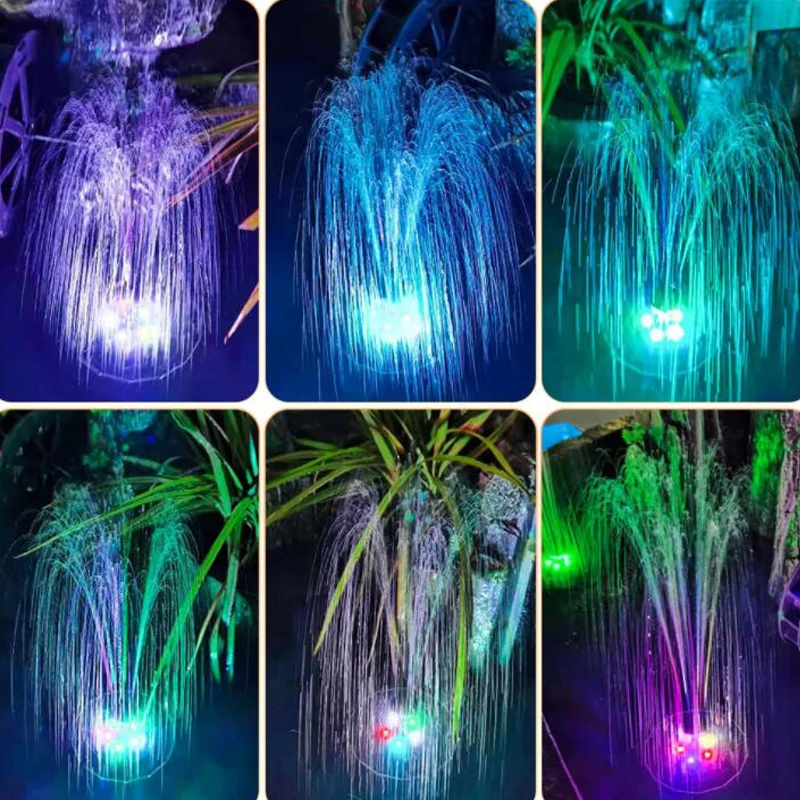 Fuente solar con luz LED, fuente flotante para piscina con luces  multicolor, 6 boquillas extraíbles, fuente de agua solar, rociadores de día  y noche