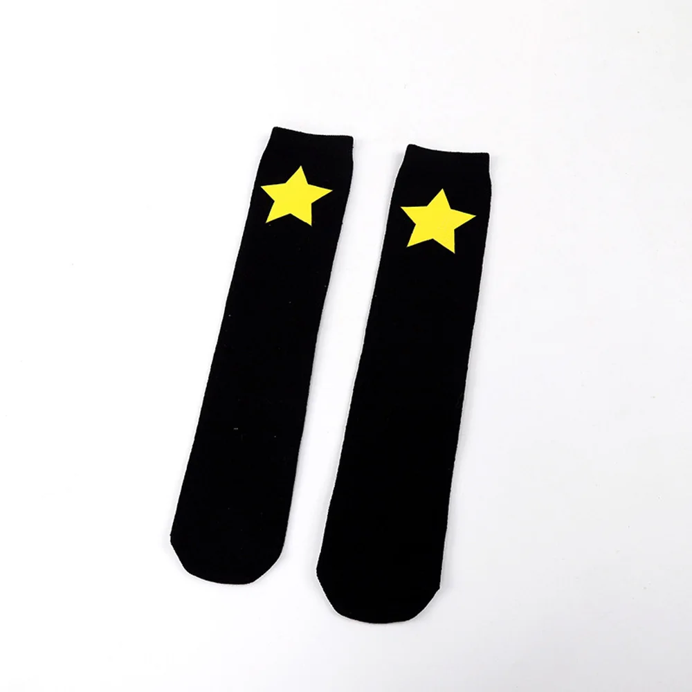 Black Star Yellow Детские гольфы, Черно-Белые Носки с рисунком звезды и сердца, мягкие теплые носки, SCKLH0326 - Цвет: Black Star Yellow