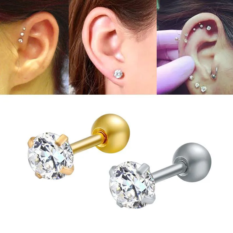 Medical Titanium Steel Zircon Earrings Size 8mm Crystal Cartilage Earring Ear Piercing Diy Top Body Jewelry Women Buy At The Price Of 1 70 In Aliexpress Com Imall Com