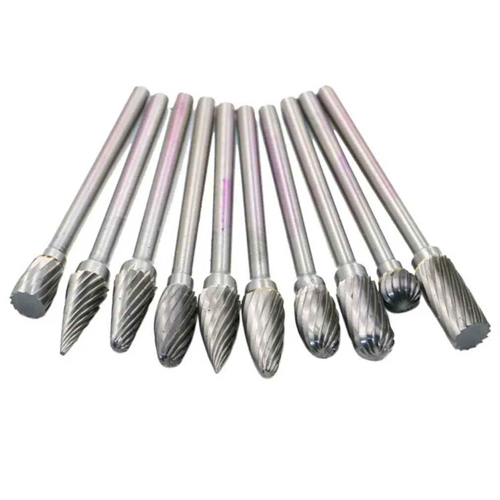 10Pcs Tungsten Steel Grinding Head Carbide Burr Set Micro Diamond Material Alloy Fittings | Инструменты