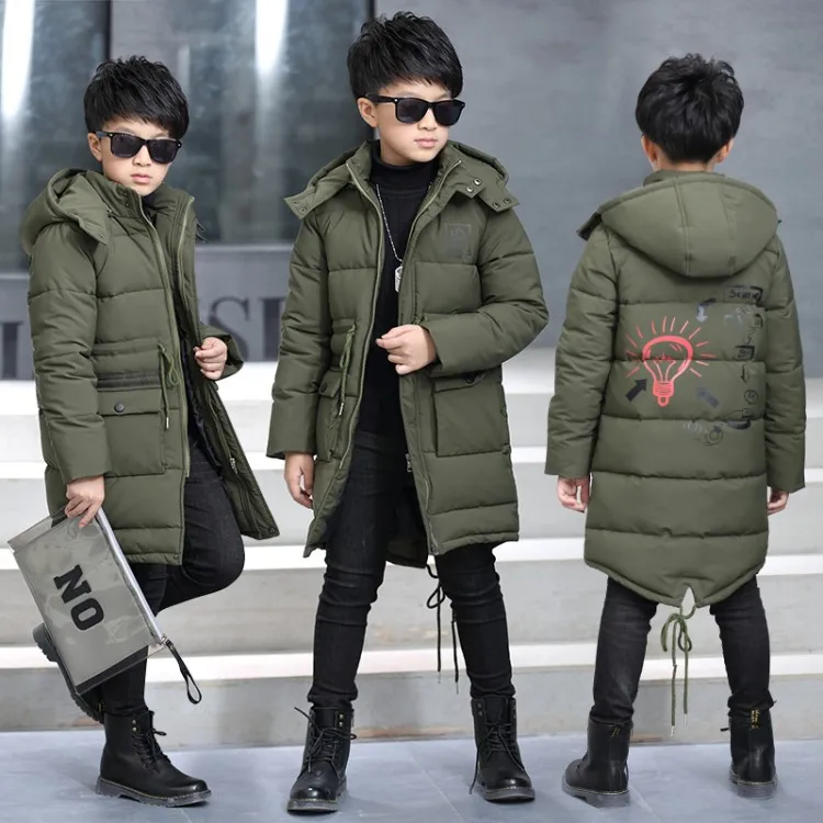 

BOY'S Quilted Cotton Coat 2018 New Style Winter Brushed And Thick Mid-length Children Korean-style down Jacket Cotton-padded Clo