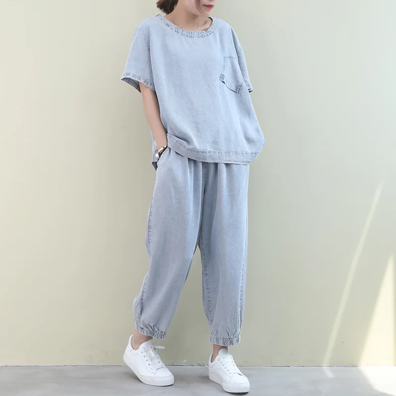 Max LuLu/Новинка 2020 корейские модные женские летние джинсовые костюмы повседневные