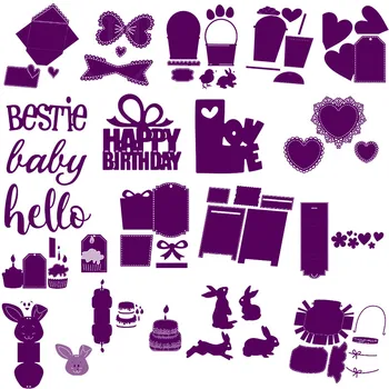 

Cupcake Tag Die Heart Bow Love Letter Frap Gift Card Holder cutting dies For Scrapbooking Craft Die Cut Card Making Embossing