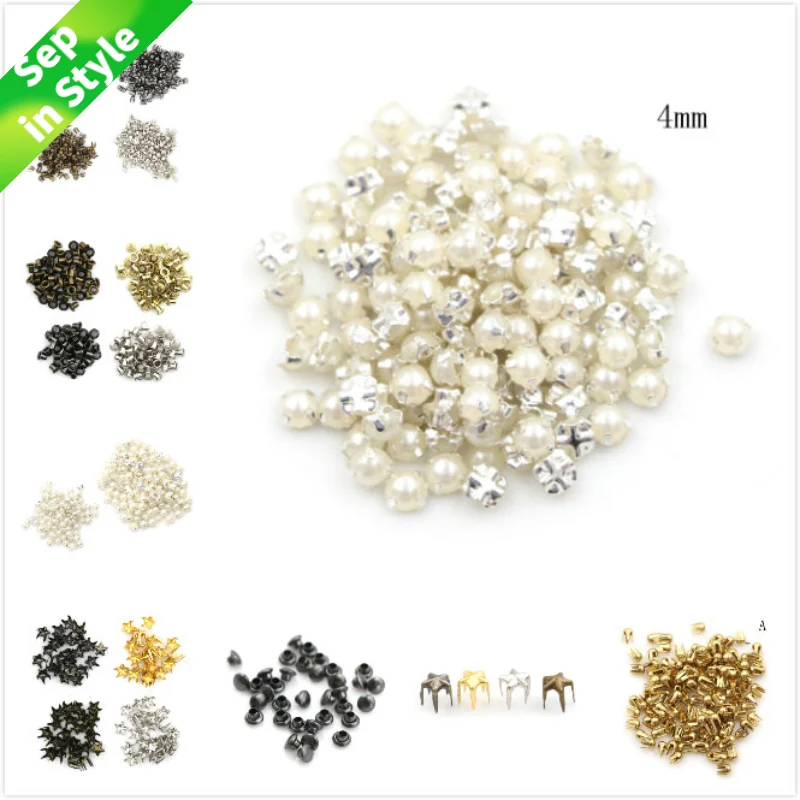 100 pièces 3/4MM perle boucle 2/2.5/5mm boucles artisanat fait à la main 4mm champignon clou trompette Rivets bricolage Patchwork accessoires de couture (lot de 100)