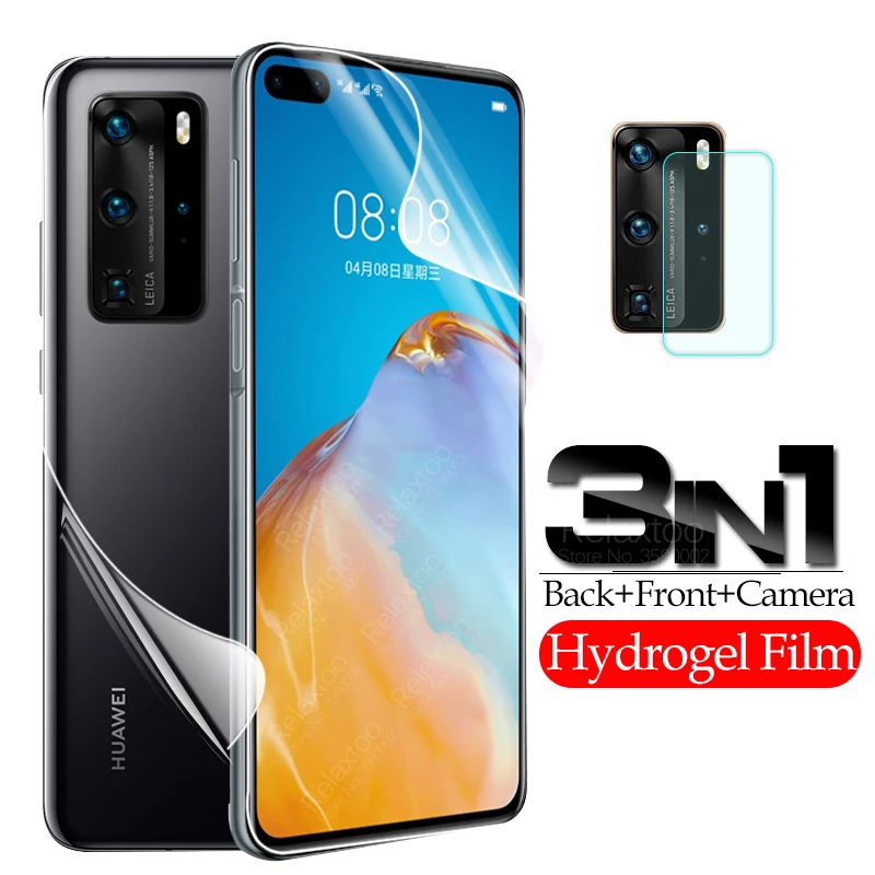 Гидрогелевая пленка 100D 3 в 1 для huawei p40 pro p 40 lite E light 2020 Защитная экрана и объектива