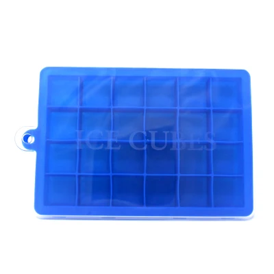 24-Grid Blue YuryFvna 15/24-Grid форма для кубиков льда, силиконовая форма для шоколада, мороженого, желе, леденец, пудинг, форма для подноса, держатель с крышкой, легко снимается - Цвет: 24-Grid Blue