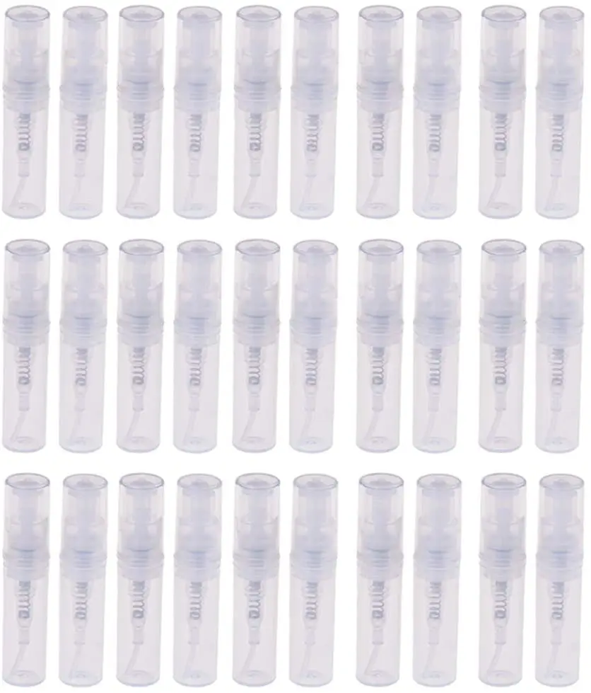 

50pcs/lot 2ML Plastic Mini Sample Spray Atomizer Bottles refill Sample Containers Cosmetics Sprayer Bottle Pump