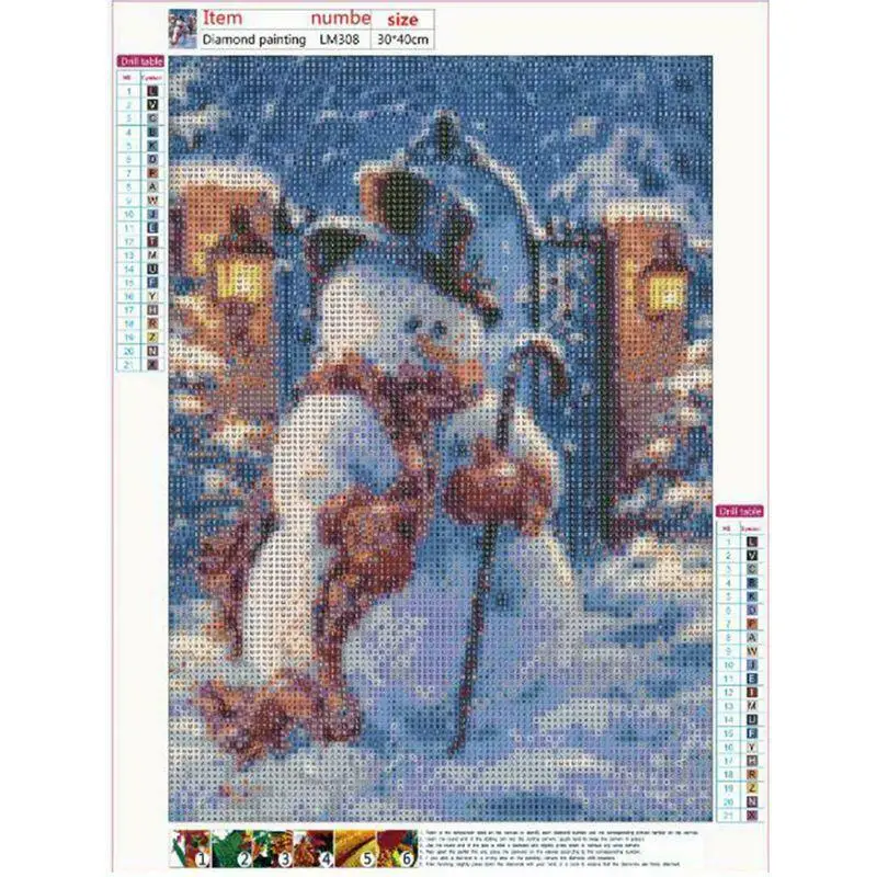 DIY Снеговик костыли Алмазная краска ing полная Алмазная краска с фотографии с бриллиантами искусство